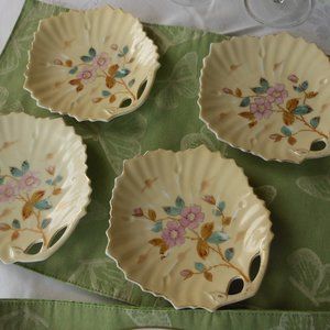🎀Antique Gilded Leaf Plates Set of 4